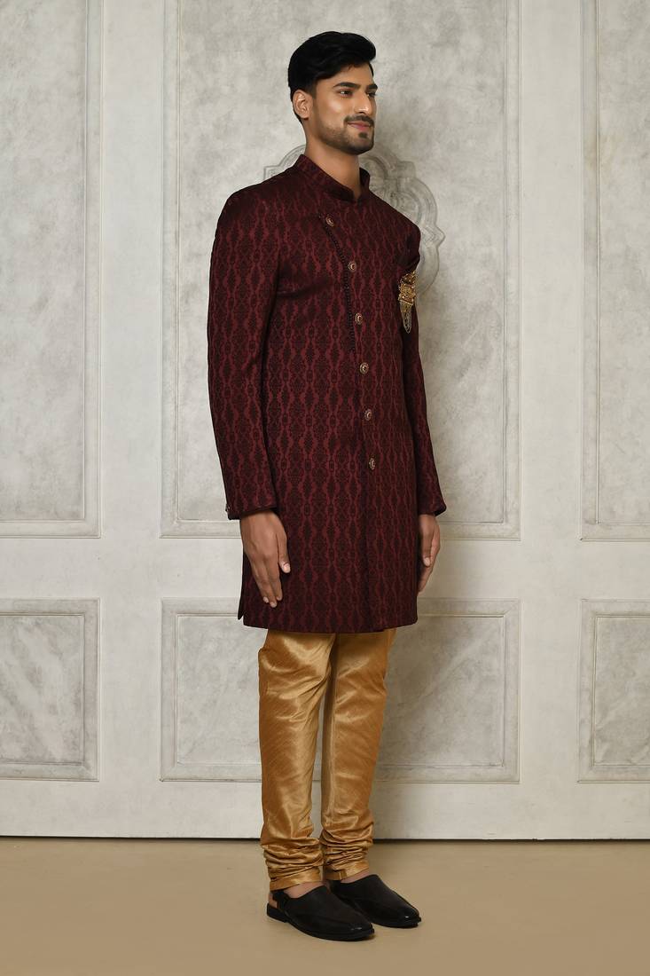 Mahroon indo western with  pattern work