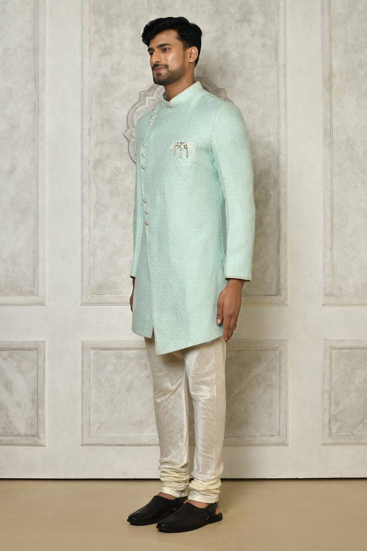 Mint green indo western with  pattern work