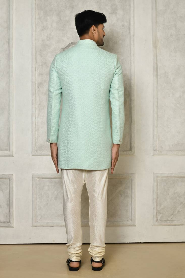 Mint green indo western with  pattern work