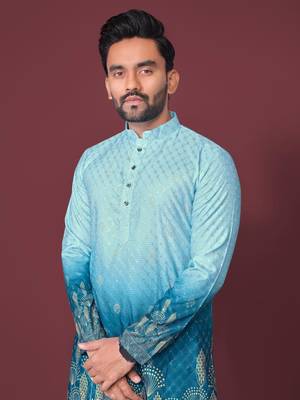 Blue kurta material  rayonpyjama fabric  raymond cotton crochet work kurta pajama 4