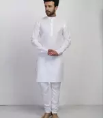 White cotton plain kurta pajama
