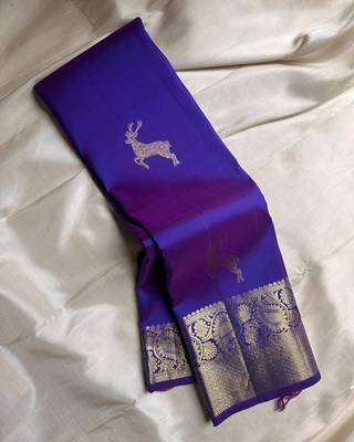 Royal Blue color silk blend sarees with blouse 2