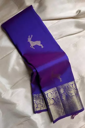 Royal Blue color silk blend sarees with blouse
