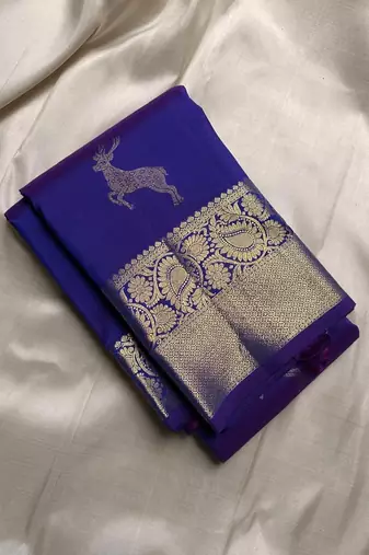 Royal Blue color silk blend sarees with blouse