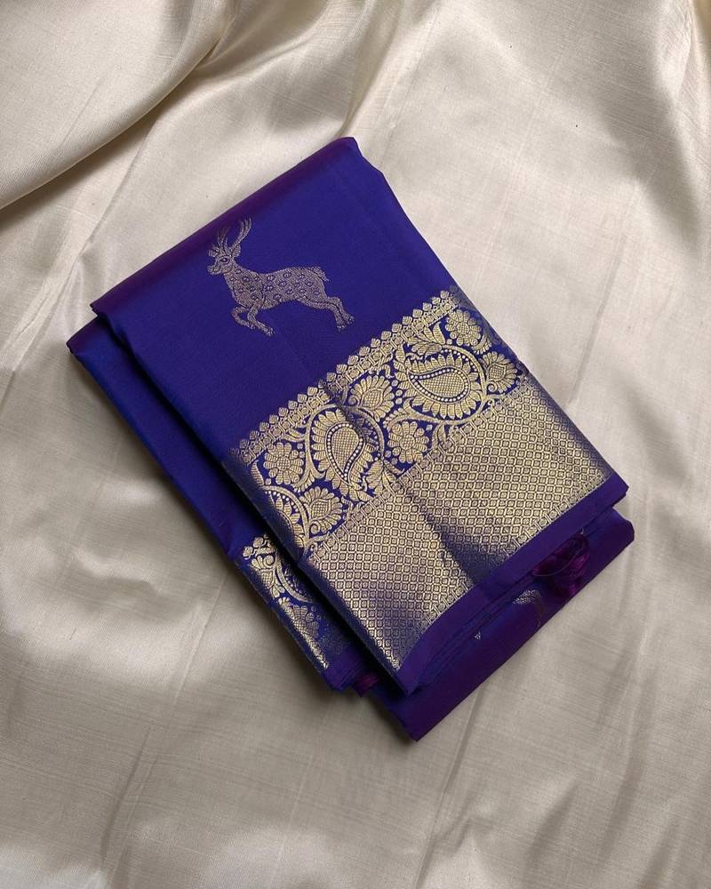 Royal Blue color silk blend sarees with blouse