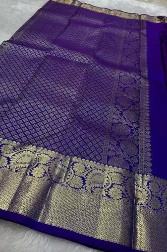 Royal Blue color silk blend sarees with blouse