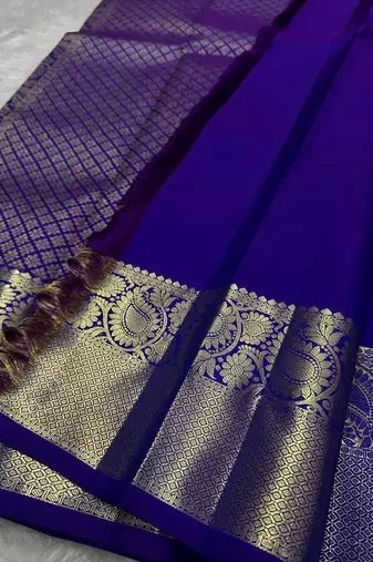 Royal Blue color silk blend sarees with blouse