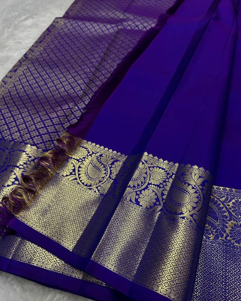 Royal Blue color silk blend sarees with blouse