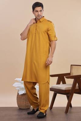 Arruga stylish cotton satin pathani salwar set 3