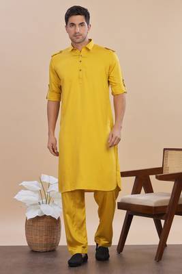 Arruga stylish cotton satin pathani salwar set 1
