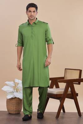 Arruga stylish cotton satin pathani salwar set 1