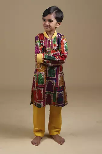 Multicolor bomber kurta with pyjama