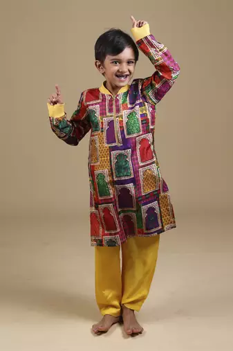 Multicolor bomber kurta with pyjama