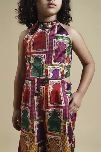 Multicolor halter neck jumpsuit