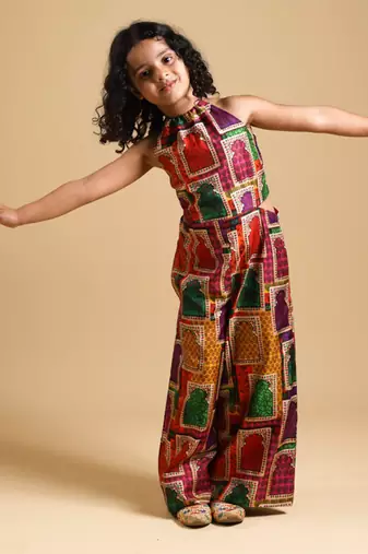 Multicolor halter neck jumpsuit