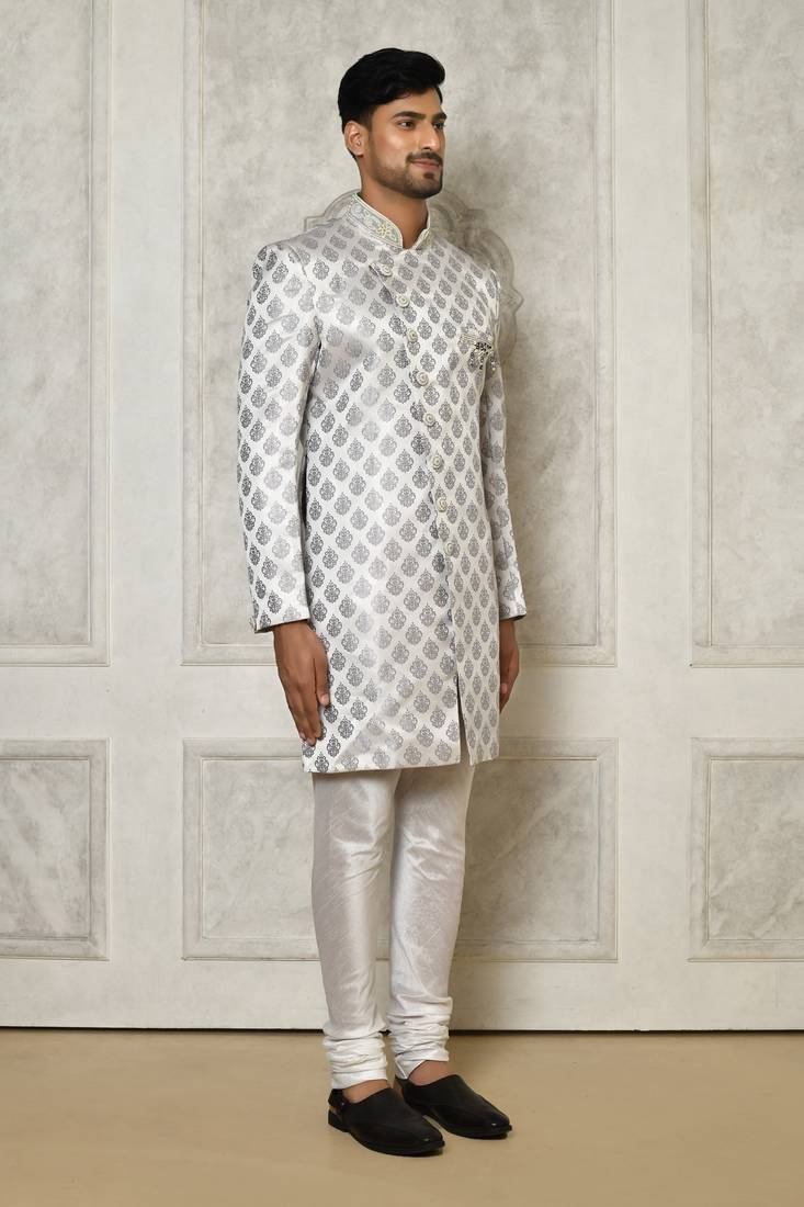 Grey indo western with  hand work