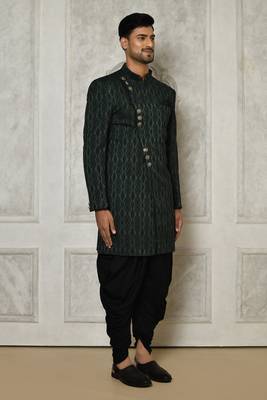 Bottle green indo western with  pattern work 2