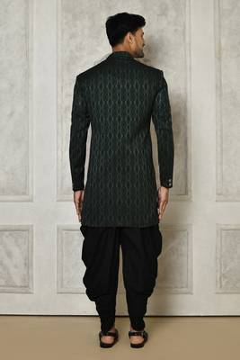 Bottle green indo western with  pattern work 8