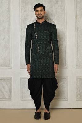 Bottle green indo western with  pattern work 9