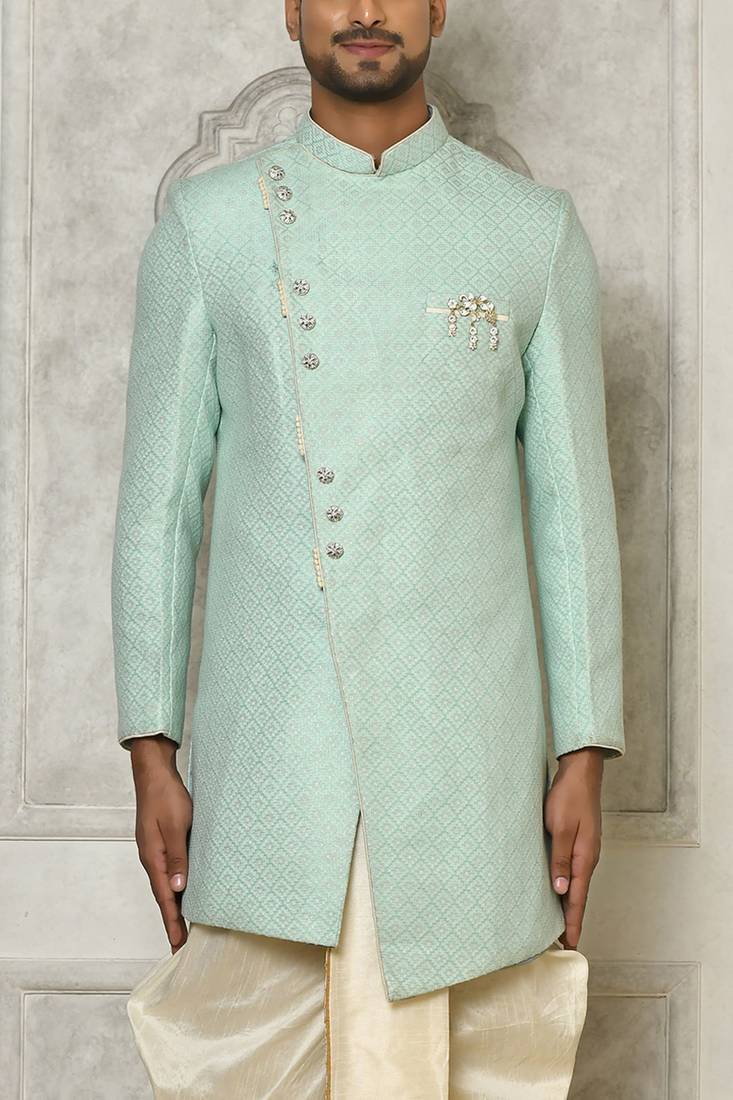 Mint green indo western with  pattern work