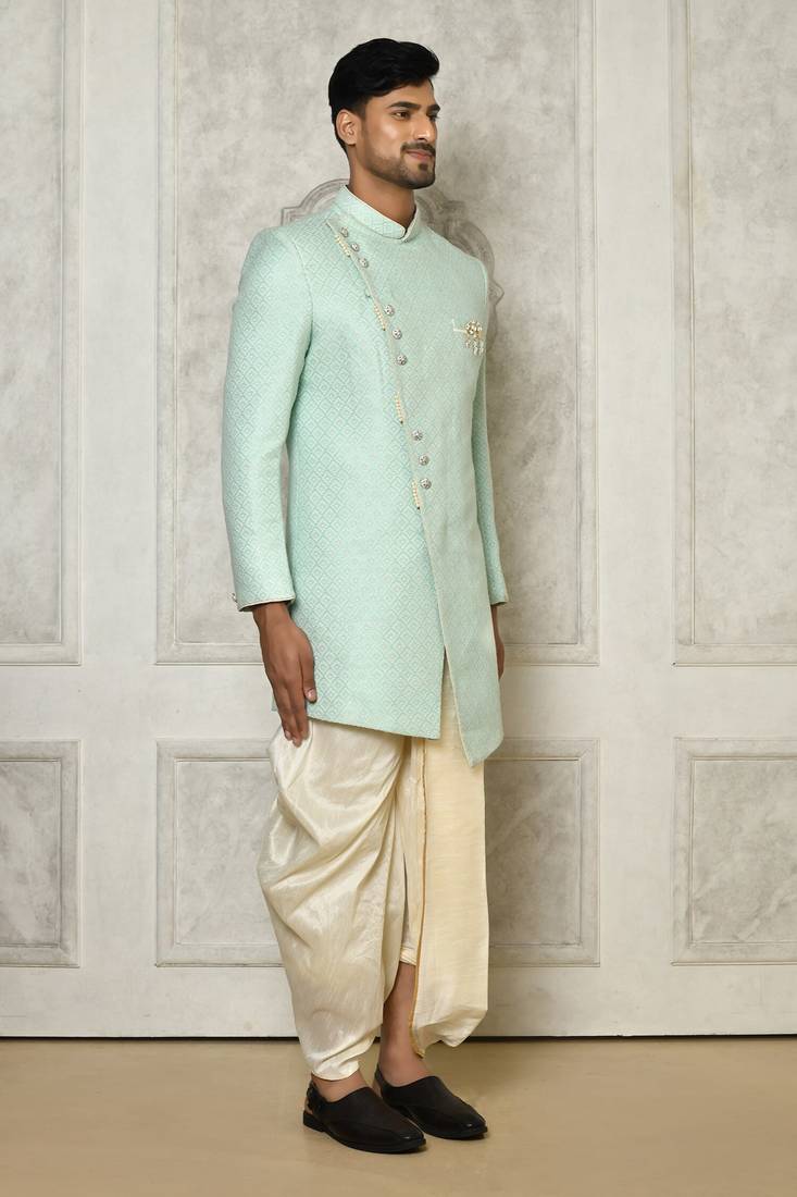 Mint green indo western with  pattern work
