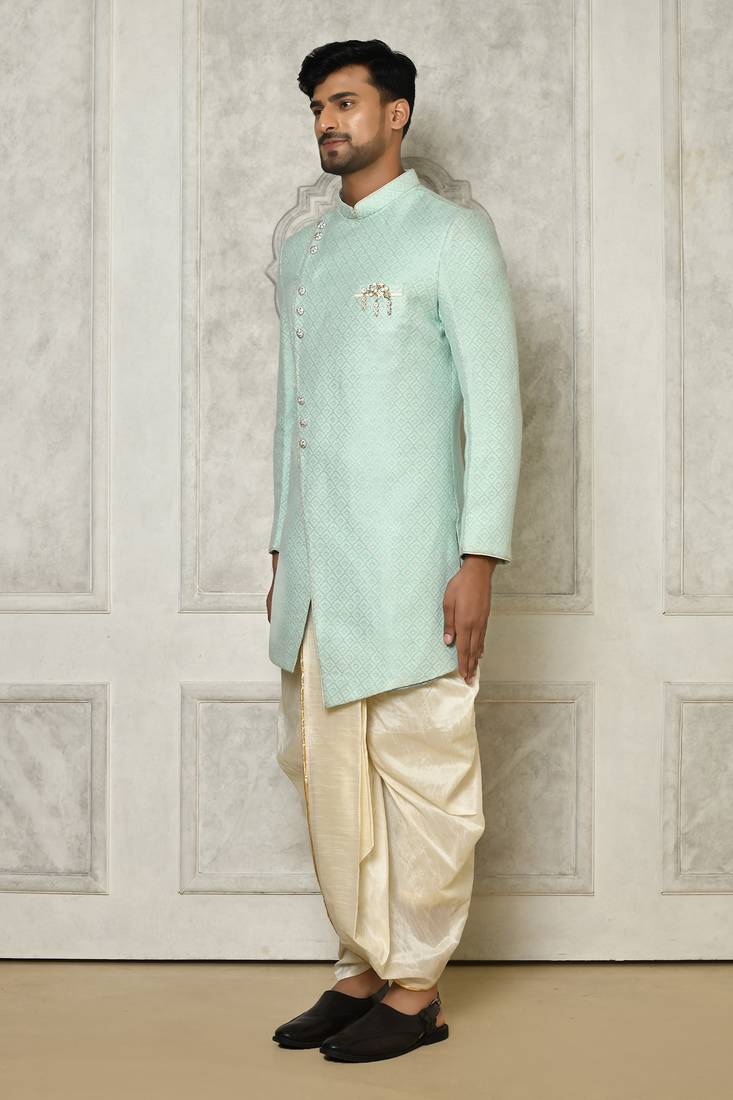 Mint green indo western with  pattern work