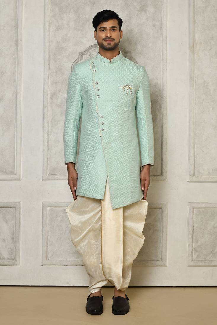 Mint green indo western with  pattern work