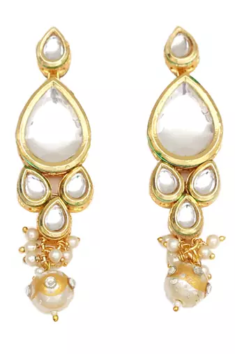 Clustered pearl kundan necklace set with  gold plated uncut polki
