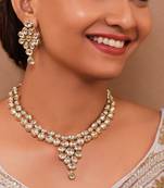 White vilandi kundan jewellery necklace set