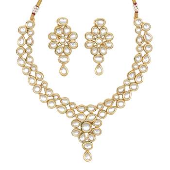 White vilandi kundan jewellery necklace set 4