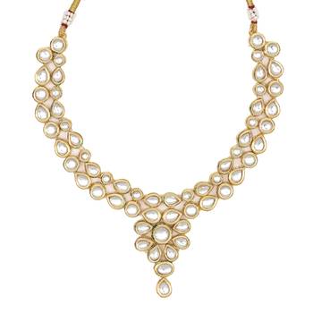 White vilandi kundan jewellery necklace set 5