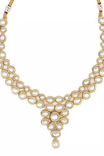 White vilandi kundan jewellery necklace set