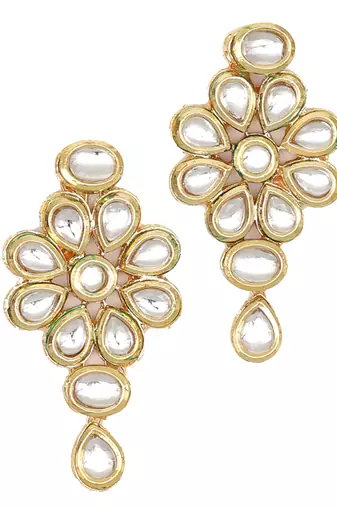 White vilandi kundan jewellery necklace set