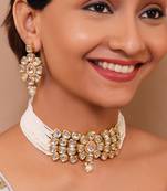 Kundan with clustered pearl choker neckalce set