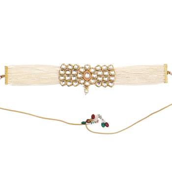 Kundan with clustered pearl choker neckalce set 5