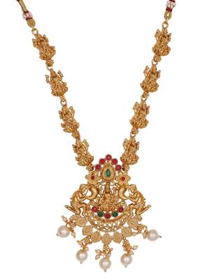 Laxmiji gold-plated temple necklace set with beautiful jhumka earrings 5