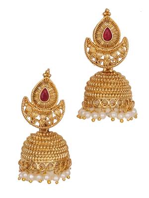 Laxmiji gold-plated temple necklace set with beautiful jhumka earrings 6