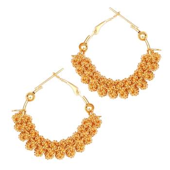 Elegant gold plated woven necklace with matching loop earrings 6