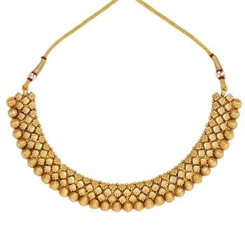 Artisan crafted antique gold necklace set with floral tops 5