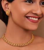 Elegant gold plated delicate necklace set with studs earring