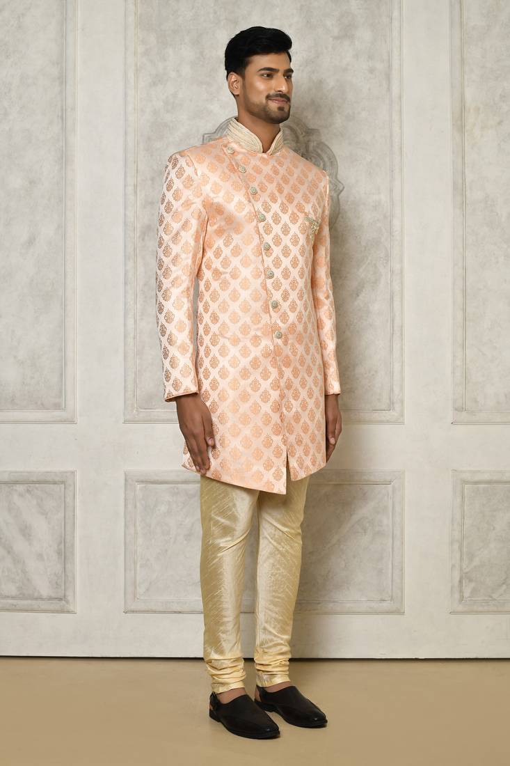 Peach indo western with  hand work