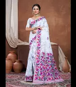 Grey cotton jamdani saree