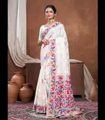 Off-white cotton jamdani saree
