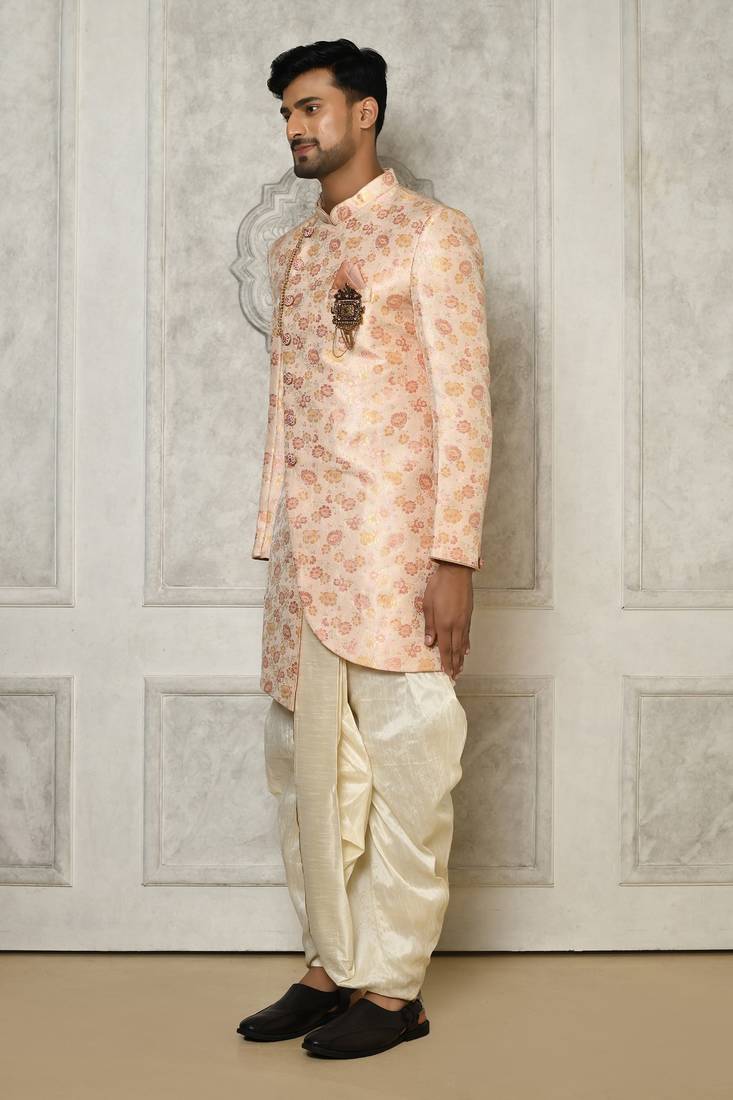 Peach indo western with  pattern work