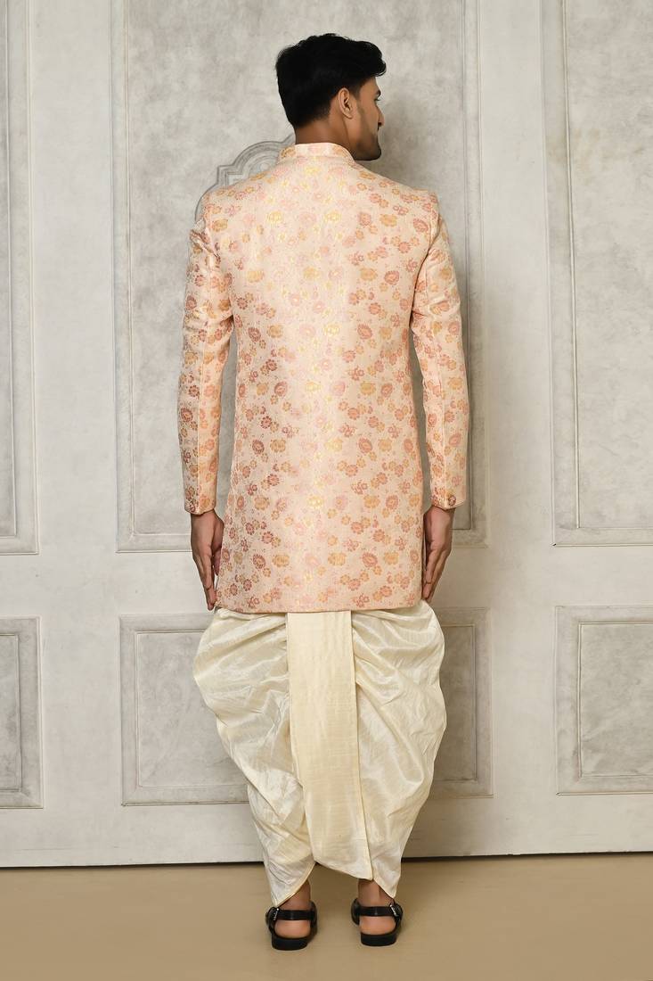 Peach indo western with  pattern work