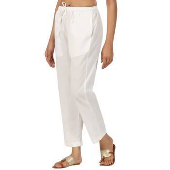 ivory cotton pant elasticated waist regular fit trouser 2