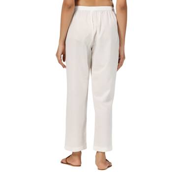 ivory cotton pant elasticated waist regular fit trouser 3