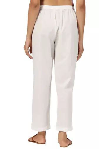 ivory cotton pant elasticated waist regular fit trouser