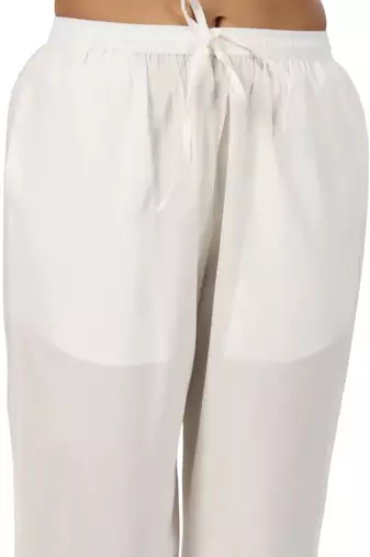 ivory cotton pant elasticated waist regular fit trouser