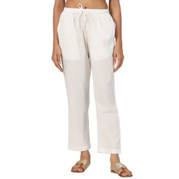 ivory cotton pant elasticated waist regular fit trouser 5